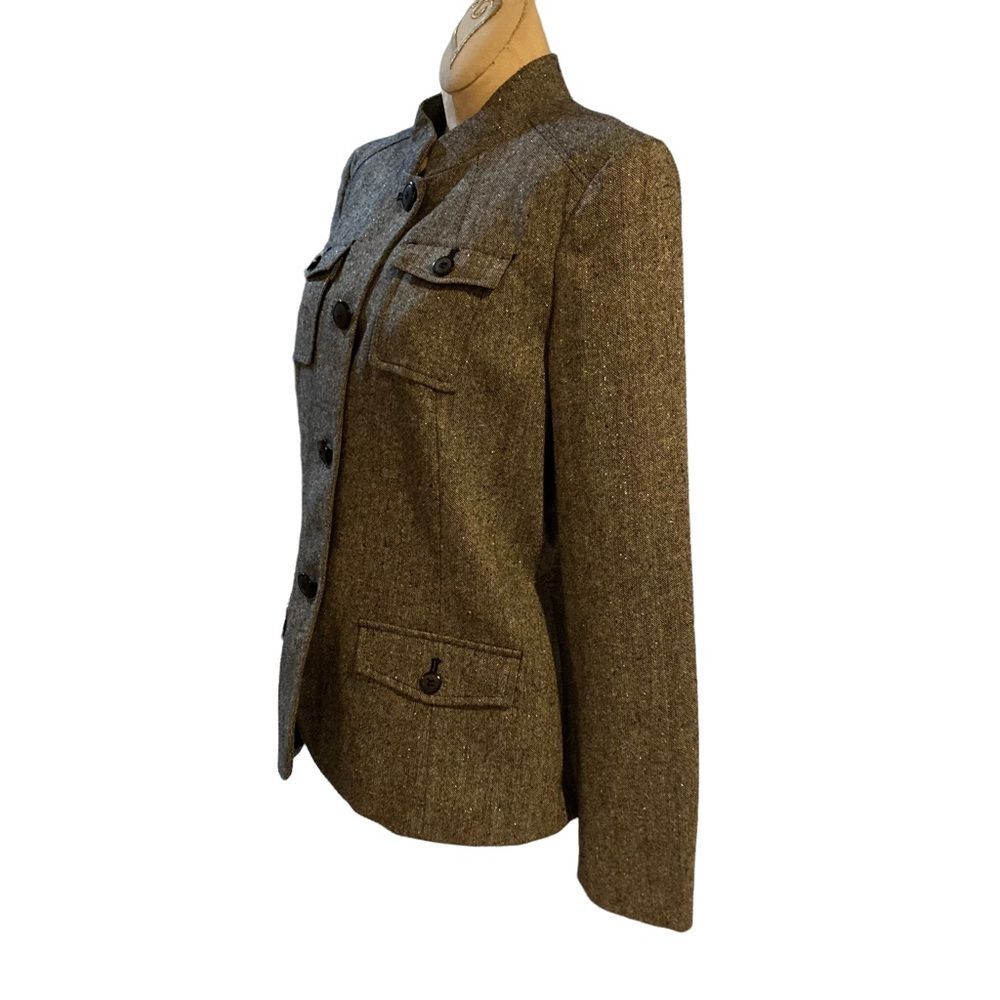 Style & Co blazer coat tweed wool blend metallic threads lined women’s size 12 - Picture 8 of 14